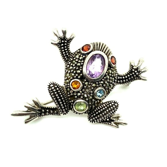 Nf Jewelry - Designer NF Thailand Sterling Silver, Amethyst, Topaz & Citrine Frog Brooch Pin!
